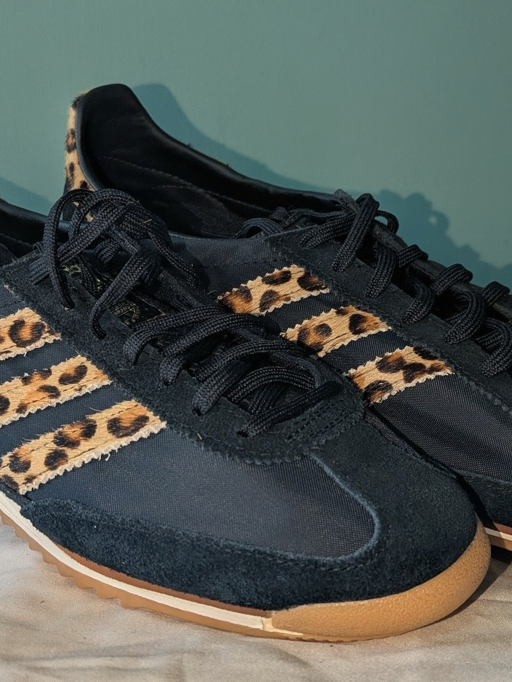 adidas Women's SL 72 OG Black Sneakers with Leopard Stripes - Picture 3 of 12